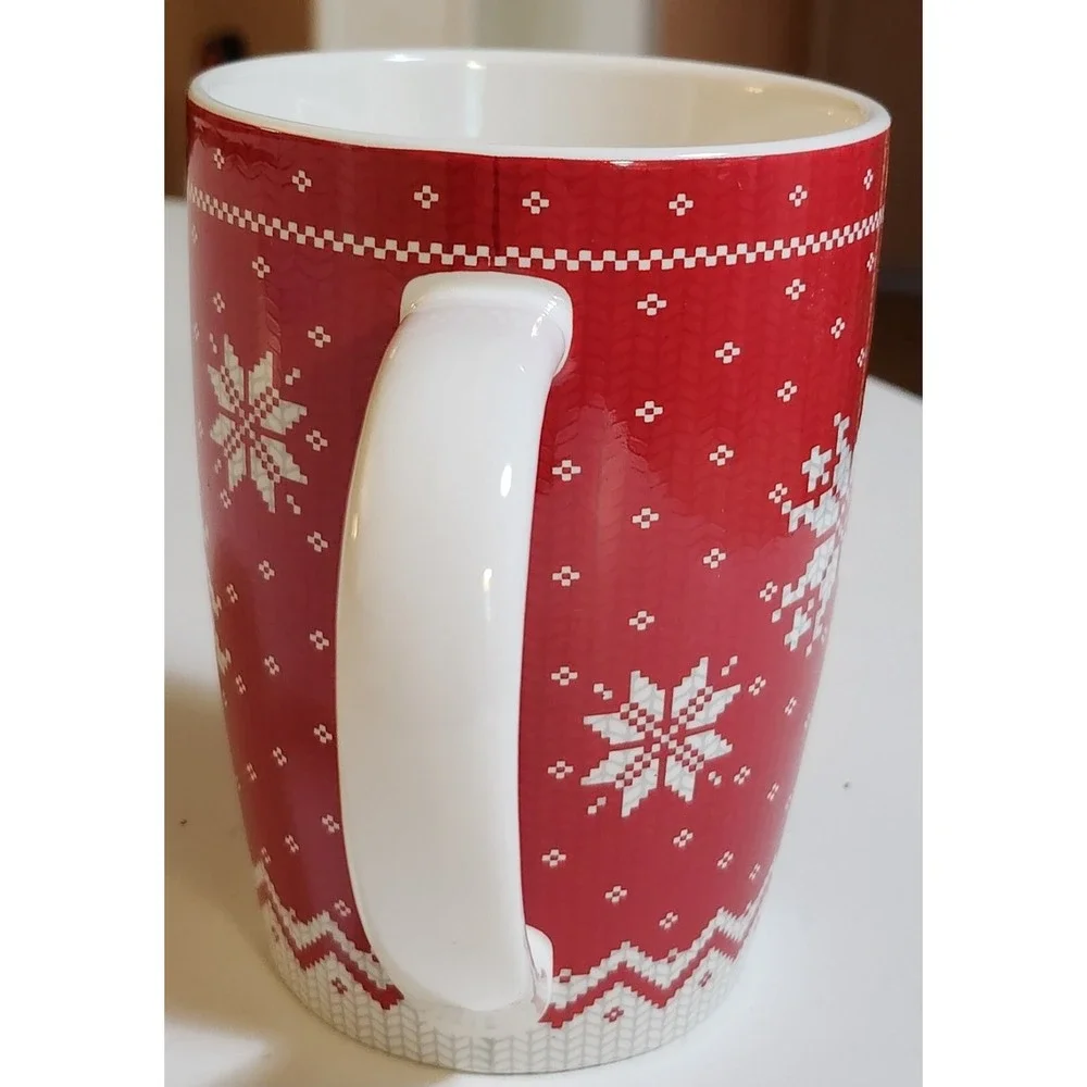 Tim‎ Horton's Snowflake Sweater Mug 2015 Red & White Limited Edition Coffee Cup